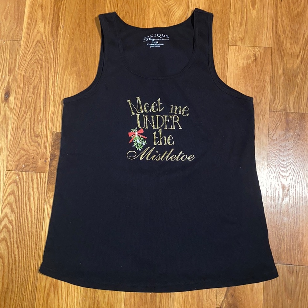 Cacique Sleepwear Tank Top Meet Me Under The Mistletoe Christmas Tee